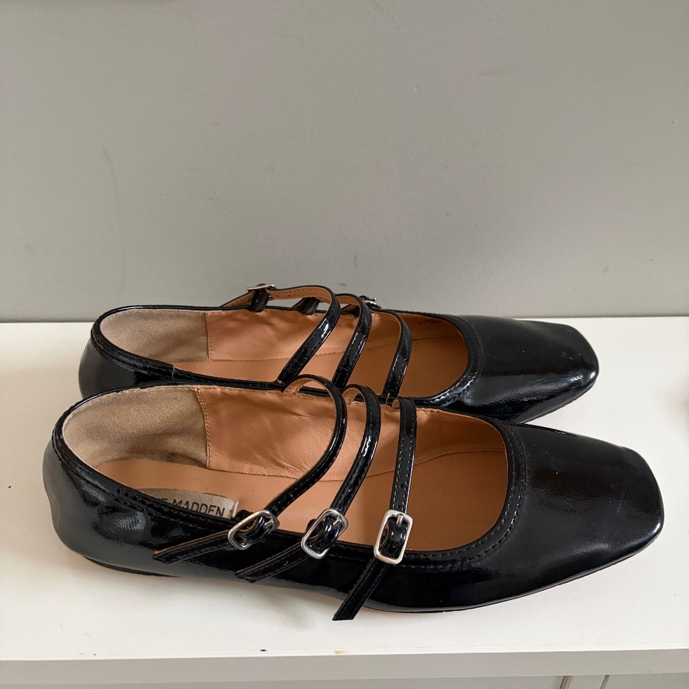 Three Straps Black Mary Janes